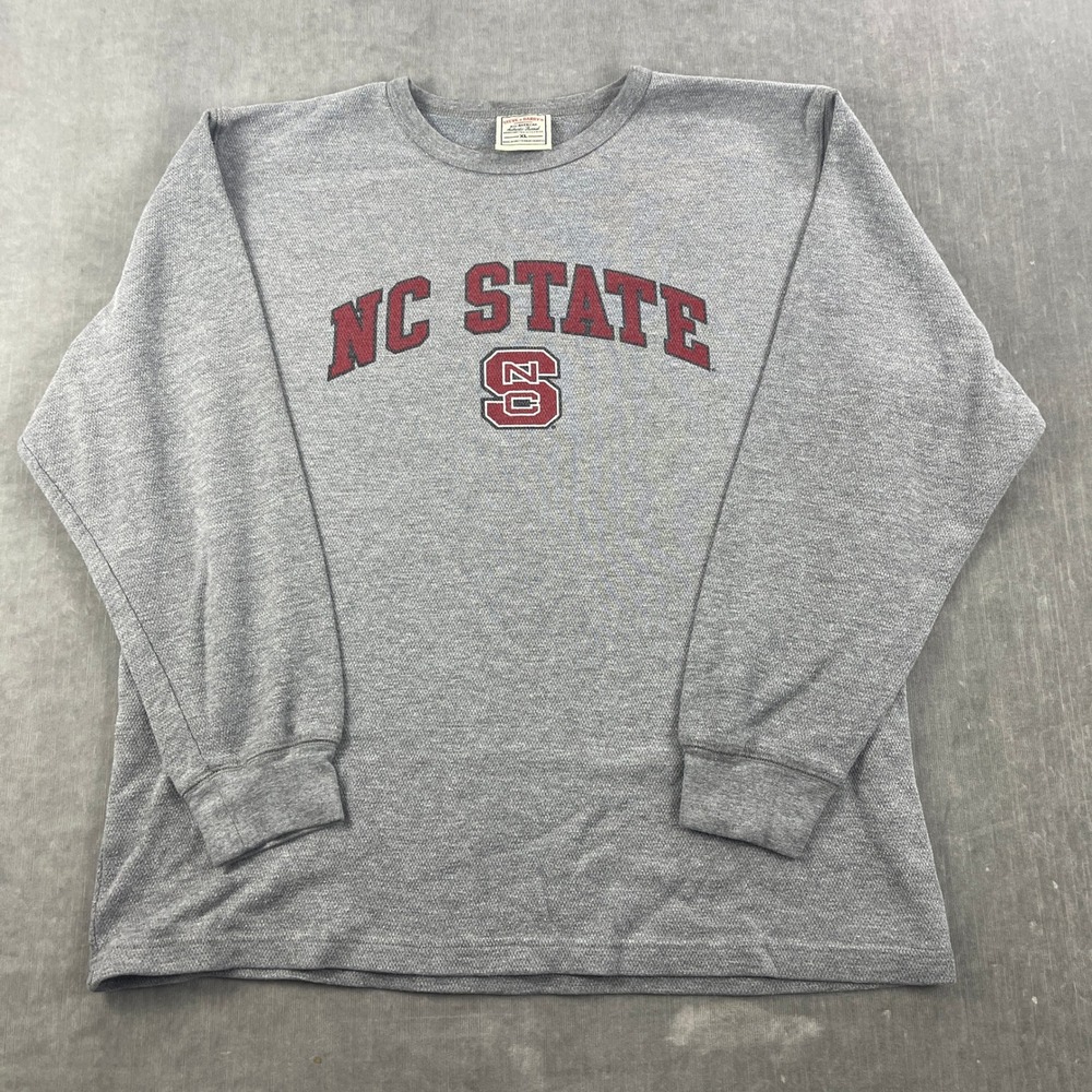 Steve & Barrys Mens XL Gray NC State Thermal Shirt Waffle Knit Graphic